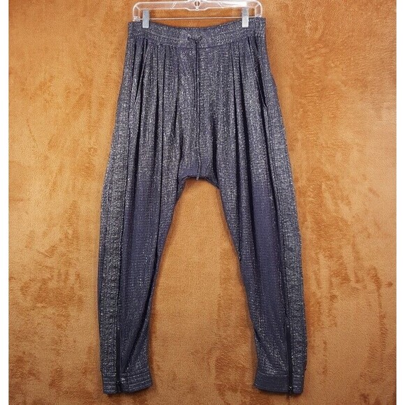 IRO Pants Womens Size 0 Silver Metallic Pull On Zipper Ankle Pocket Pewter Harem - Picture 1 of 8